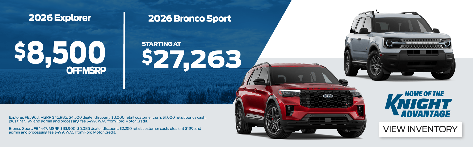Shop 2026 Explorer and Bronco Sport