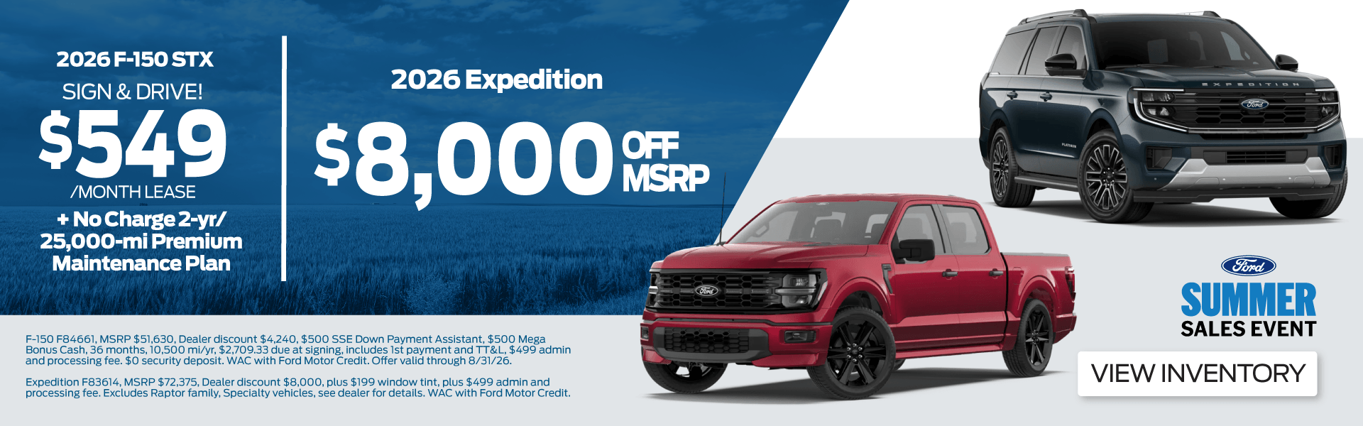 Lease a 2026 F-150 STX or Get Discount on 2026 Expedition